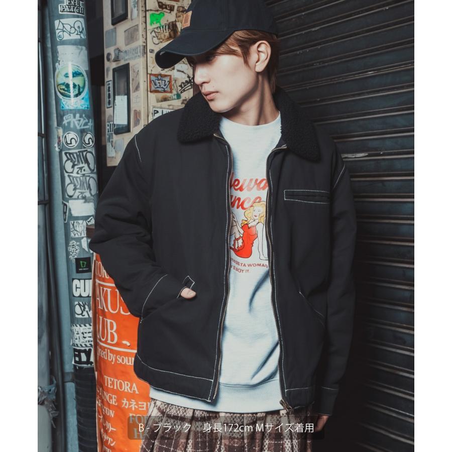 ダックボンバージャケット メンズ レディース ボア襟 コーデュロイ襟 ワークジャケット ストリート アメカジ 古着MIX ビッグシルエット 韓国 | improves | 12