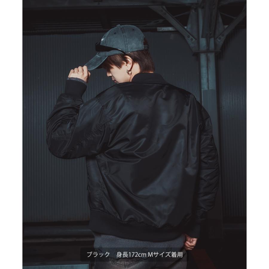 ブルゾン メンズ ポリナイロン MA-1ジャケット シンプル ミリタリー アメカジ カジュアル ワーク 韓国ファッション ストリート スケーター ブラック カーキ | improves | 12