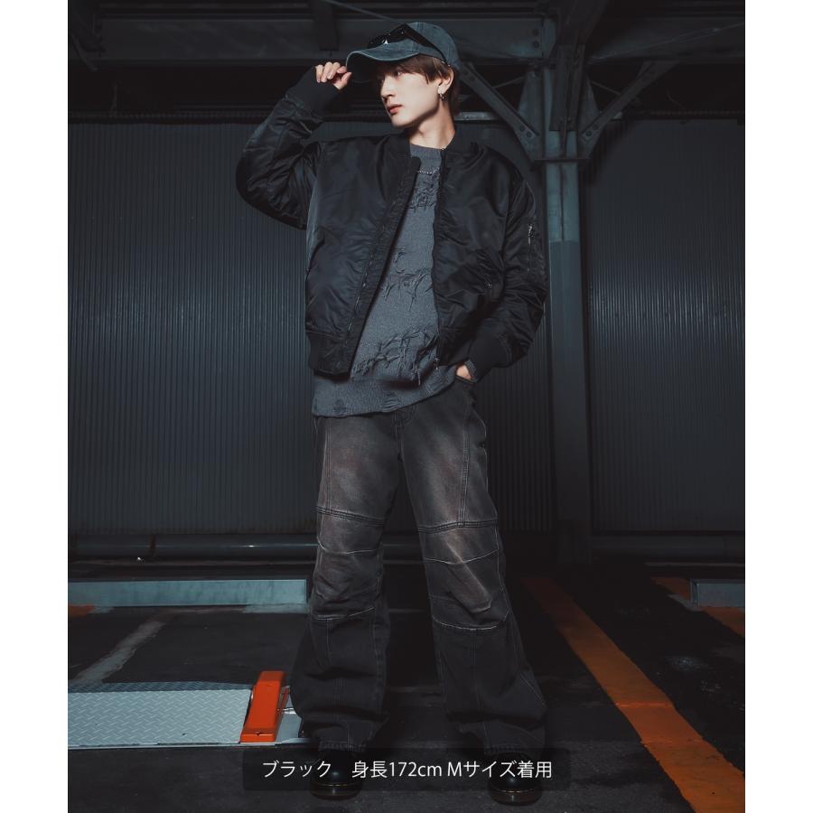 ブルゾン メンズ ポリナイロン MA-1ジャケット シンプル ミリタリー アメカジ カジュアル ワーク 韓国ファッション ストリート スケーター ブラック カーキ | improves | 13