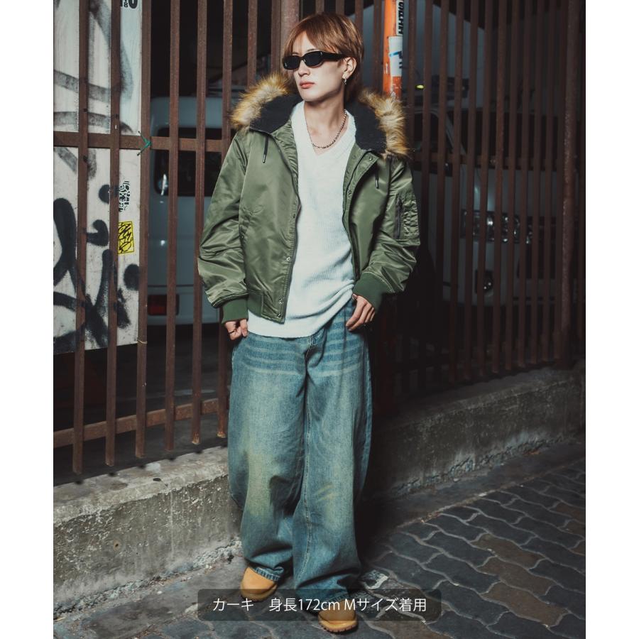 ブルゾン メンズ ポリナイロン N-2B パデッドジャケット フライトジャケット ミリタリー アメカジ カジュアル ワーク 韓国ファッション ストリート スケーター | improves | 14