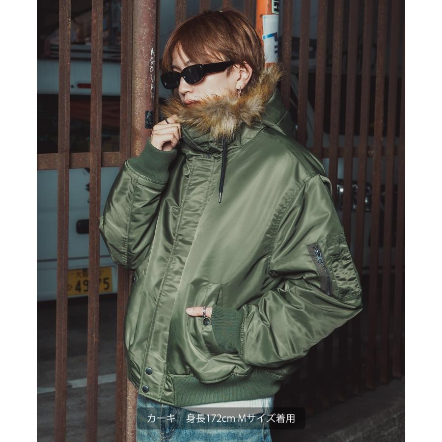 ブルゾン メンズ ポリナイロン N-2B パデッドジャケット フライトジャケット ミリタリー アメカジ カジュアル ワーク 韓国ファッション ストリート スケーター | improves | 09