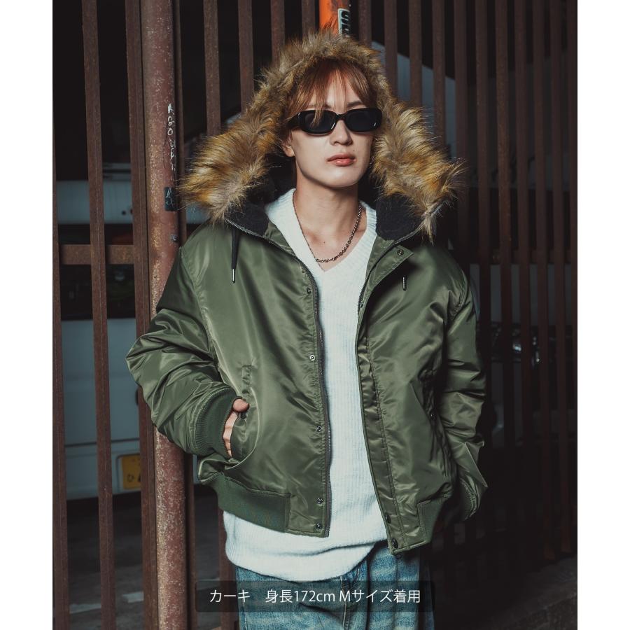 ブルゾン メンズ ポリナイロン N-2B パデッドジャケット フライトジャケット ミリタリー アメカジ カジュアル ワーク 韓国ファッション ストリート スケーター | improves | 10
