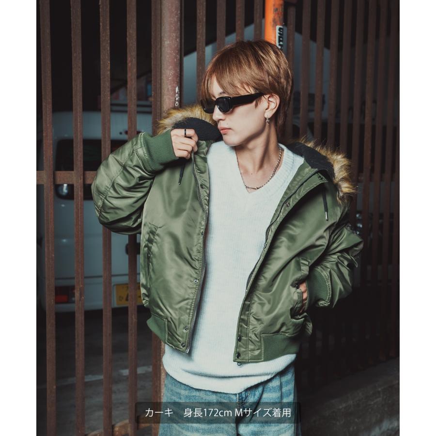 ブルゾン メンズ ポリナイロン N-2B パデッドジャケット フライトジャケット ミリタリー アメカジ カジュアル ワーク 韓国ファッション ストリート スケーター | improves | 11