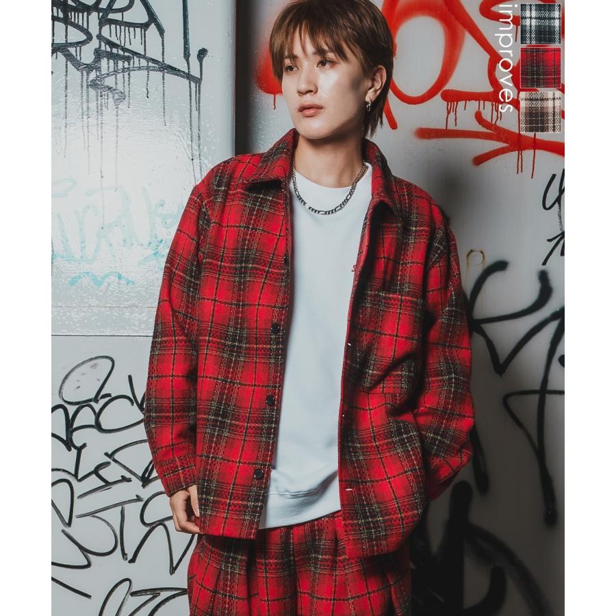 カバーオール メンズ チェック柄  大きめ アメカジ カジュアル スケーター ストリート Y2K 90s 古着MIX 韓国ファッション | improves