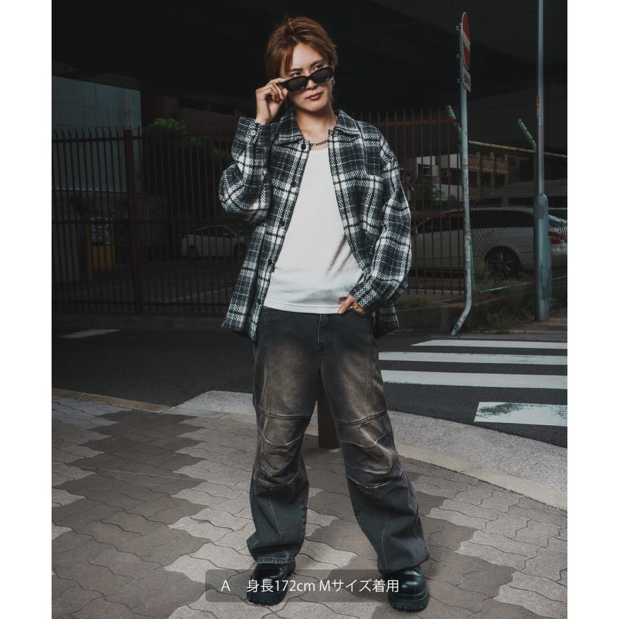 カバーオール メンズ チェック柄  大きめ アメカジ カジュアル スケーター ストリート Y2K 90s 古着MIX 韓国ファッション | improves | 07