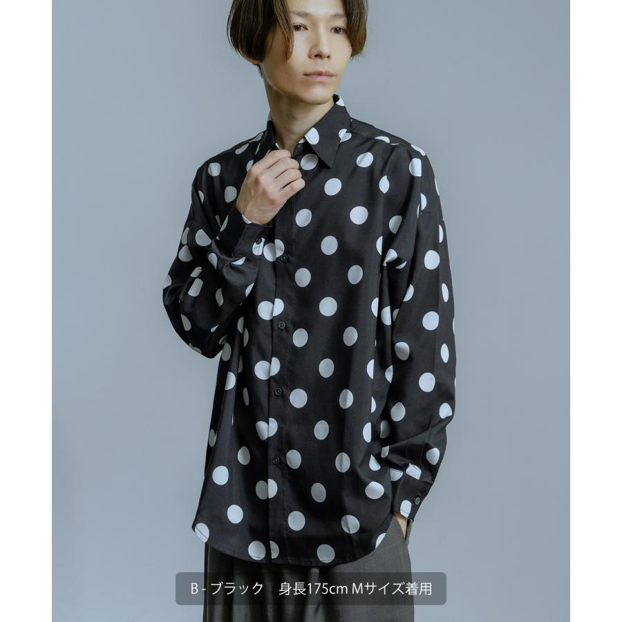長袖レギュラーシャツ メンズ  ドット イージーケア ビッグサイズ オーバーサイズ 大きめ ゆったり モード きれいめ カジュアル ストリート 韓国ファッション | improves | 12