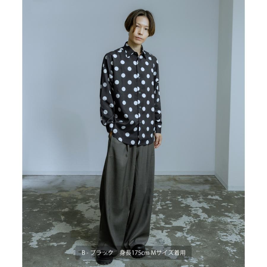 長袖レギュラーシャツ メンズ  ドット イージーケア ビッグサイズ オーバーサイズ 大きめ ゆったり モード きれいめ カジュアル ストリート 韓国ファッション | improves | 13