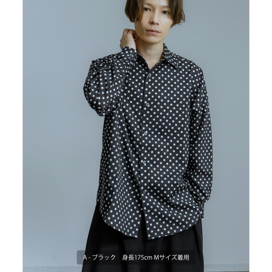 長袖レギュラーシャツ メンズ  ドット イージーケア ビッグサイズ オーバーサイズ 大きめ ゆったり モード きれいめ カジュアル ストリート 韓国ファッション | improves | 03