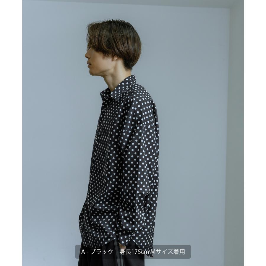 長袖レギュラーシャツ メンズ  ドット イージーケア ビッグサイズ オーバーサイズ 大きめ ゆったり モード きれいめ カジュアル ストリート 韓国ファッション | improves | 04