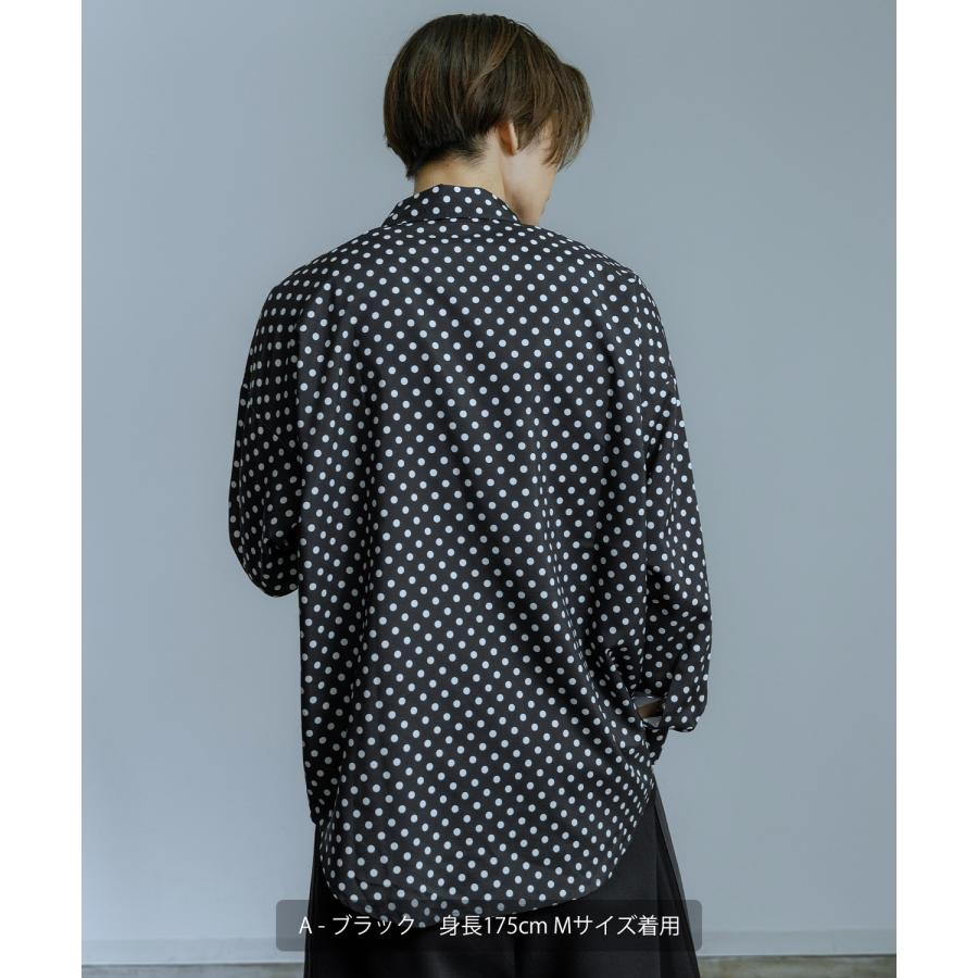 長袖レギュラーシャツ メンズ  ドット イージーケア ビッグサイズ オーバーサイズ 大きめ ゆったり モード きれいめ カジュアル ストリート 韓国ファッション | improves | 05