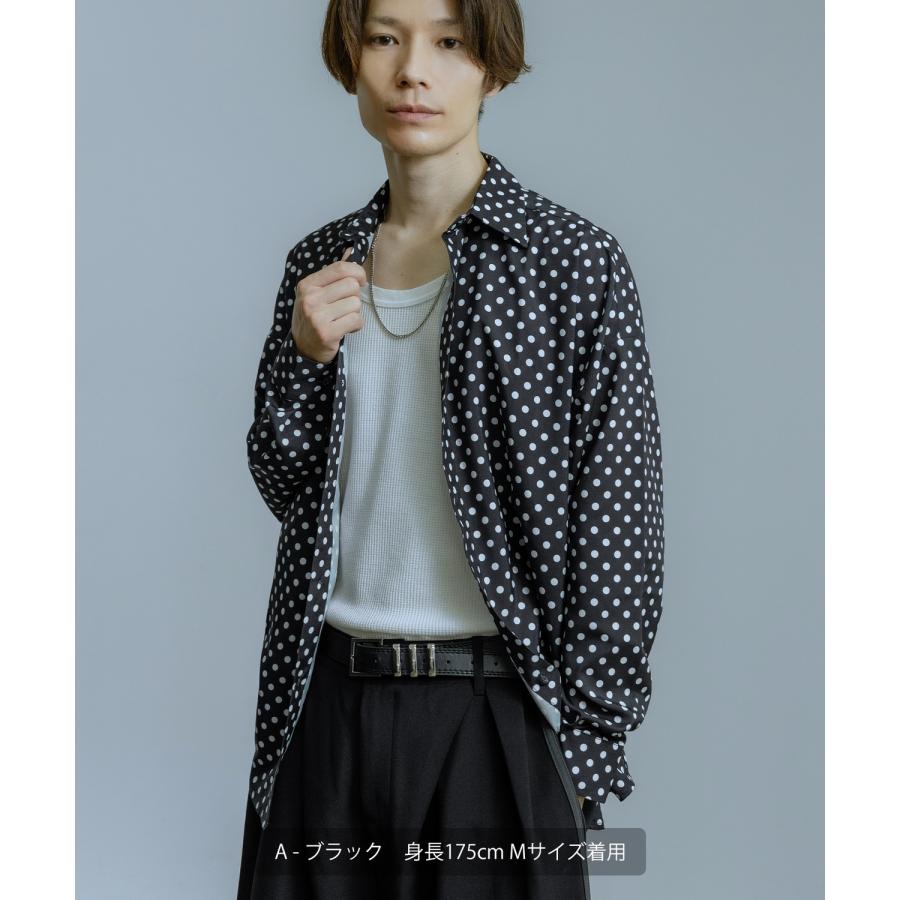 長袖レギュラーシャツ メンズ  ドット イージーケア ビッグサイズ オーバーサイズ 大きめ ゆったり モード きれいめ カジュアル ストリート 韓国ファッション | improves | 06