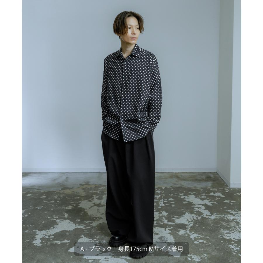 長袖レギュラーシャツ メンズ  ドット イージーケア ビッグサイズ オーバーサイズ 大きめ ゆったり モード きれいめ カジュアル ストリート 韓国ファッション | improves | 07