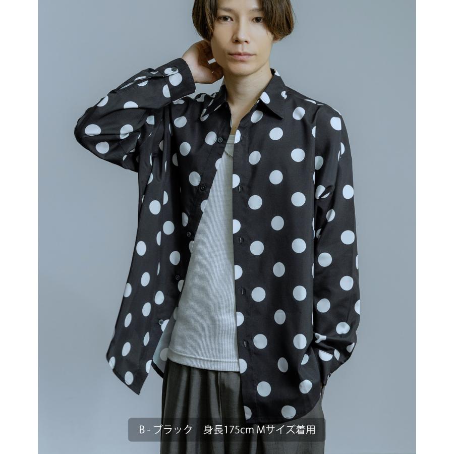 長袖レギュラーシャツ メンズ  ドット イージーケア ビッグサイズ オーバーサイズ 大きめ ゆったり モード きれいめ カジュアル ストリート 韓国ファッション | improves | 09