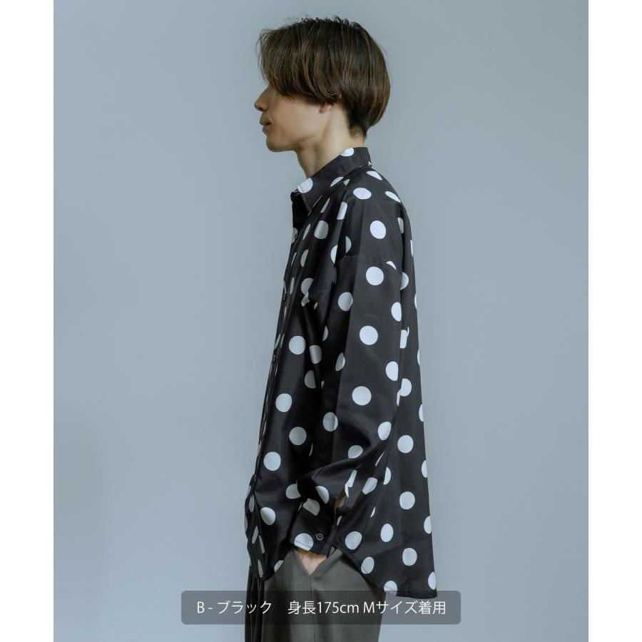 長袖レギュラーシャツ メンズ  ドット イージーケア ビッグサイズ オーバーサイズ 大きめ ゆったり モード きれいめ カジュアル ストリート 韓国ファッション | improves | 10