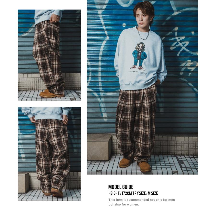 ワイドパンツ メンズ チェック柄  大きめ アメカジ カジュアル スケーター ストリート Y2K 90s 古着MIX 韓国ファッション | improves | 13