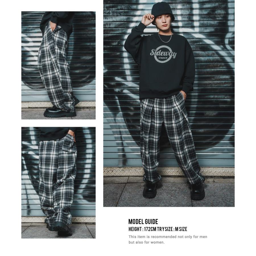 ワイドパンツ メンズ チェック柄  大きめ アメカジ カジュアル スケーター ストリート Y2K 90s 古着MIX 韓国ファッション | improves | 05
