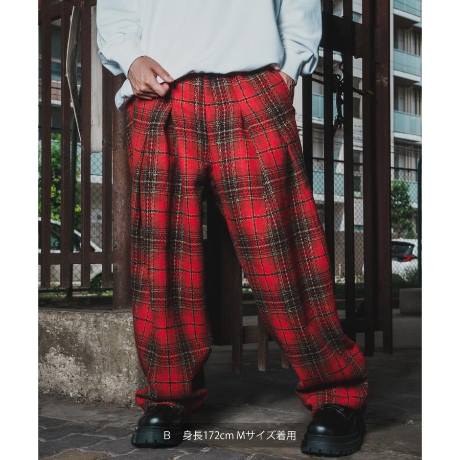 ワイドパンツ メンズ チェック柄  大きめ アメカジ カジュアル スケーター ストリート Y2K 90s 古着MIX 韓国ファッション | improves | 07