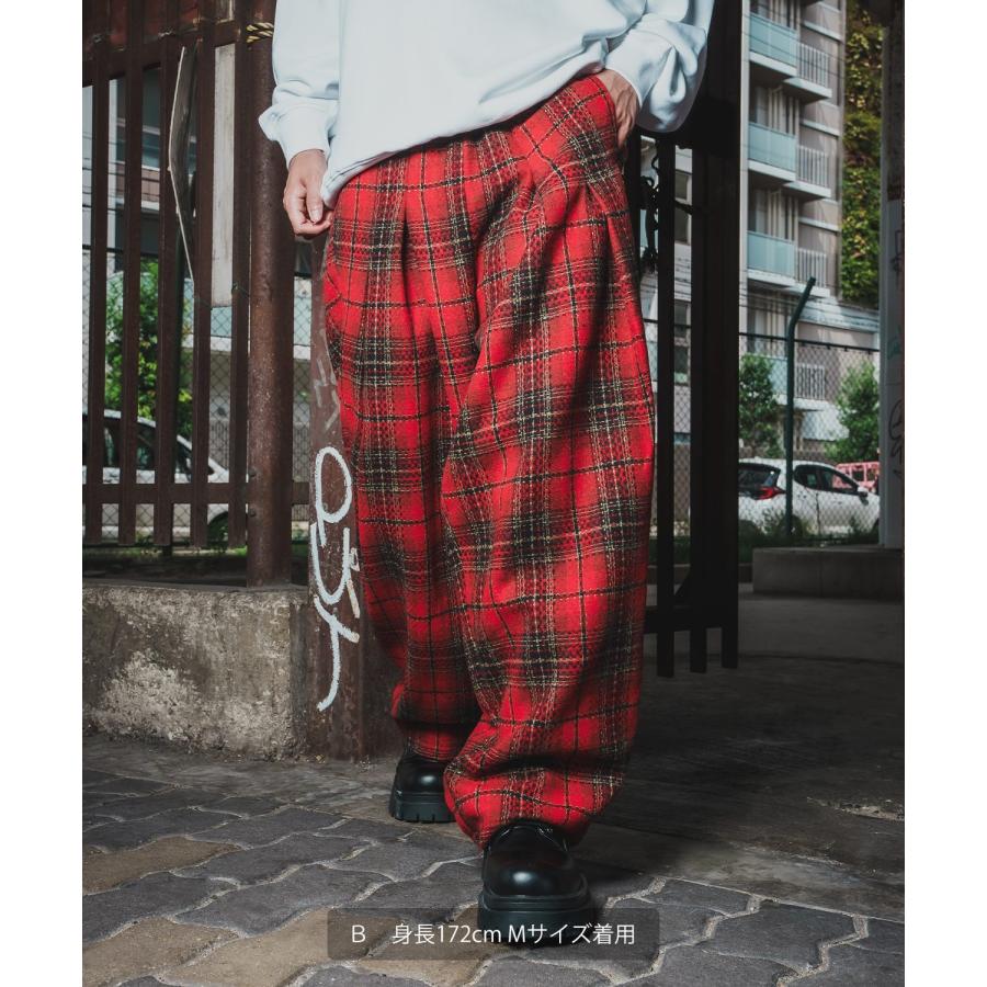ワイドパンツ メンズ チェック柄  大きめ アメカジ カジュアル スケーター ストリート Y2K 90s 古着MIX 韓国ファッション | improves | 08