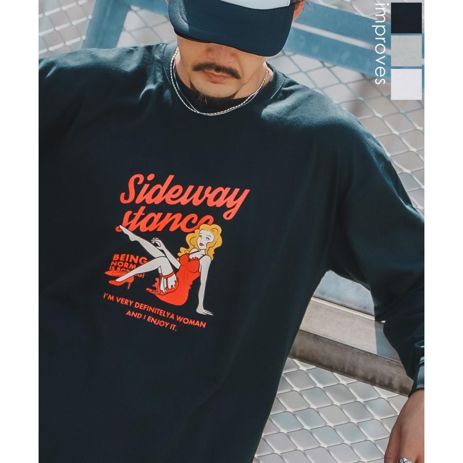長袖Tシャツ メンズ SIDEWAY STANCE サイドウェイスタンス ロンT カットソー レトロウーマン アメカジ カジュアル Y2K ストリート 90s レトロ 韓国ファッション | improves