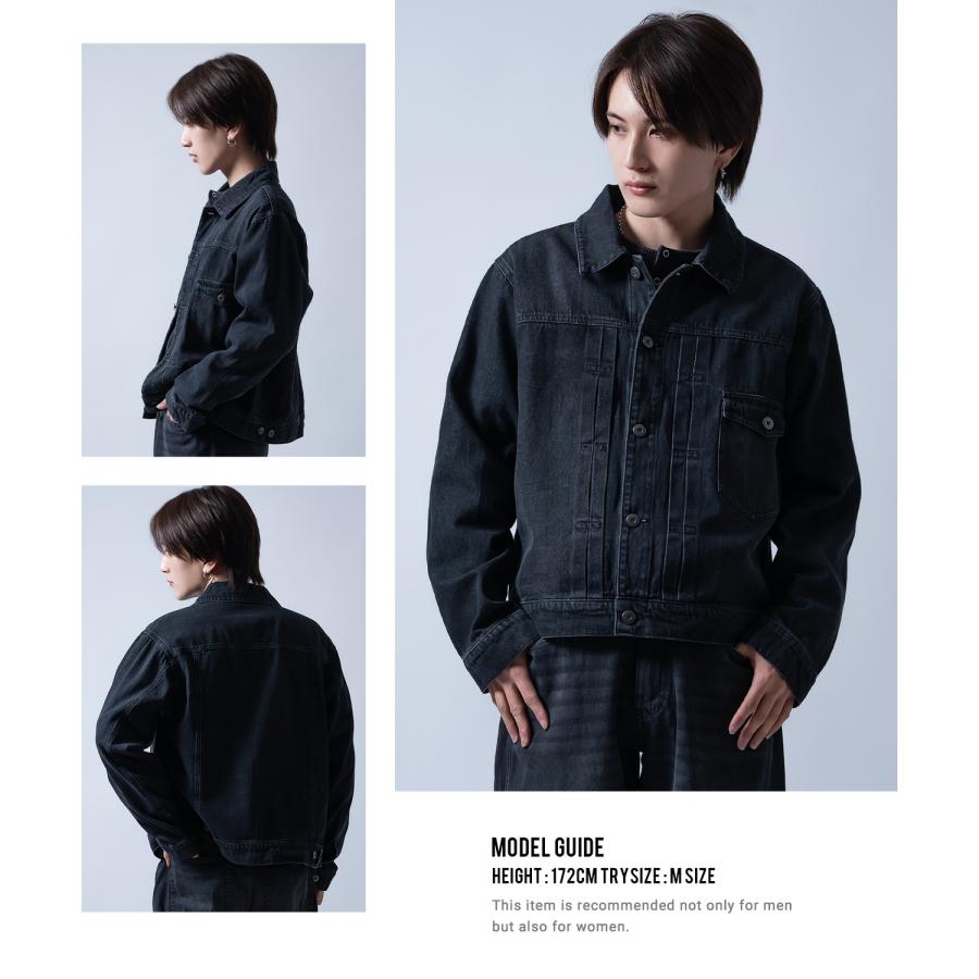 デニムジャケット メンズ ショート丈 1stタイプ ジージャン Gジャン ライトデニム アウター 羽織り カジュアル アメカジ モード ストリート 韓国ファッション | improves | 16
