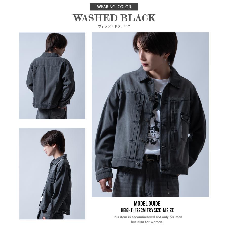 デニムジャケット メンズ ショート丈 1stタイプ ジージャン Gジャン ライトデニム アウター 羽織り カジュアル アメカジ モード ストリート 韓国ファッション | improves | 17