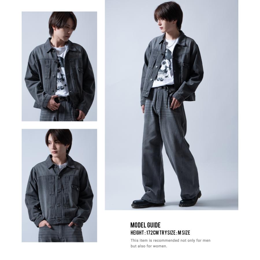 デニムジャケット メンズ ショート丈 1stタイプ ジージャン Gジャン ライトデニム アウター 羽織り カジュアル アメカジ モード ストリート 韓国ファッション | improves | 18