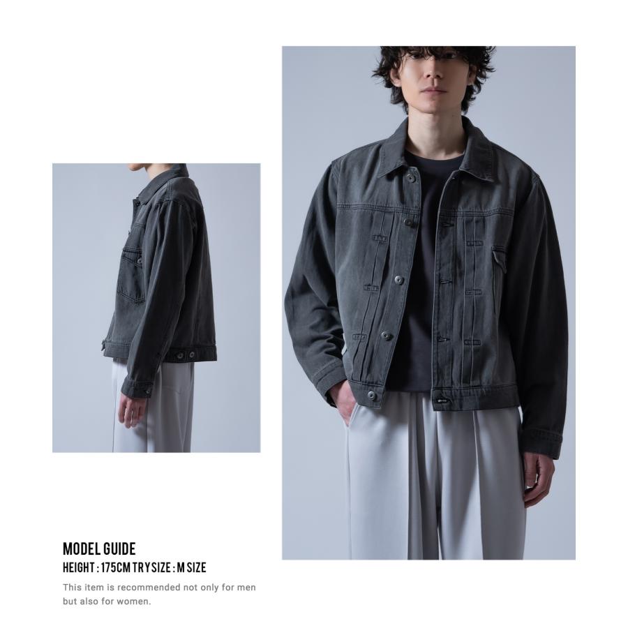 デニムジャケット メンズ ショート丈 1stタイプ ジージャン Gジャン ライトデニム アウター 羽織り カジュアル アメカジ モード ストリート 韓国ファッション | improves | 19