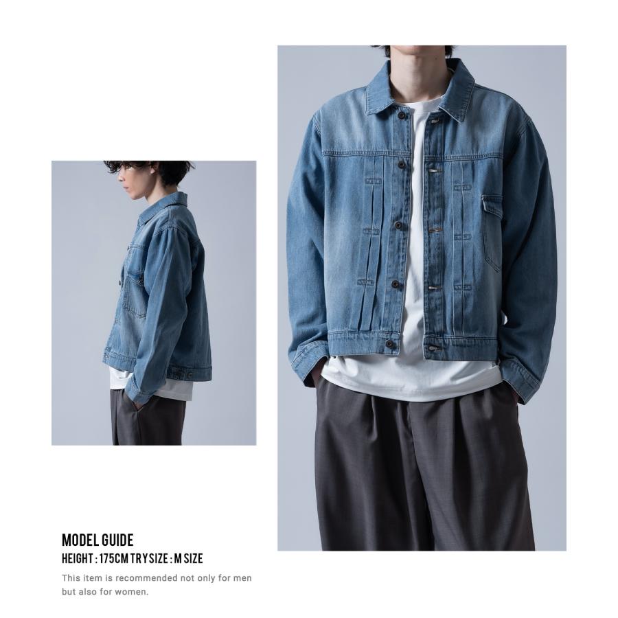 デニムジャケット メンズ ショート丈 1stタイプ ジージャン Gジャン ライトデニム アウター 羽織り カジュアル アメカジ モード ストリート 韓国ファッション | improves | 07