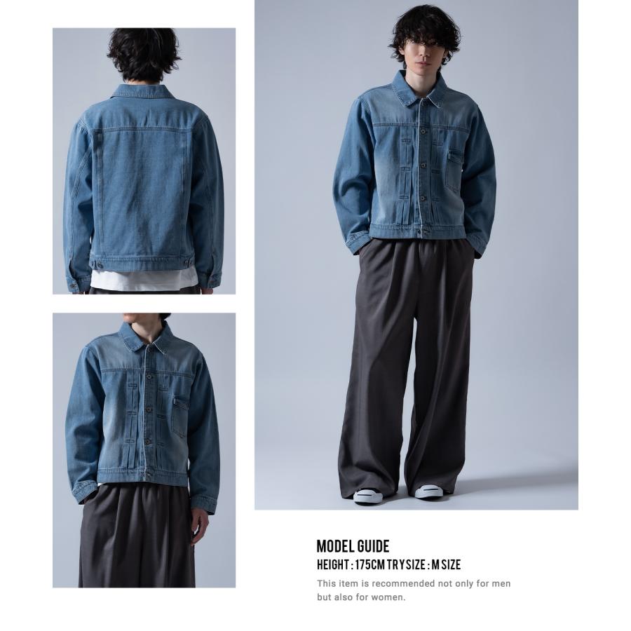 デニムジャケット メンズ ショート丈 1stタイプ ジージャン Gジャン ライトデニム アウター 羽織り カジュアル アメカジ モード ストリート 韓国ファッション | improves | 08