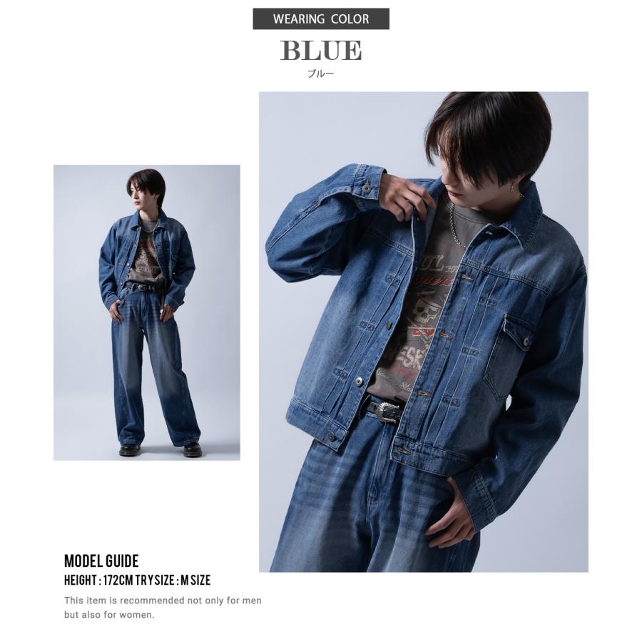 デニムジャケット メンズ ショート丈 1stタイプ ジージャン Gジャン ライトデニム アウター 羽織り カジュアル アメカジ モード ストリート 韓国ファッション | improves | 09
