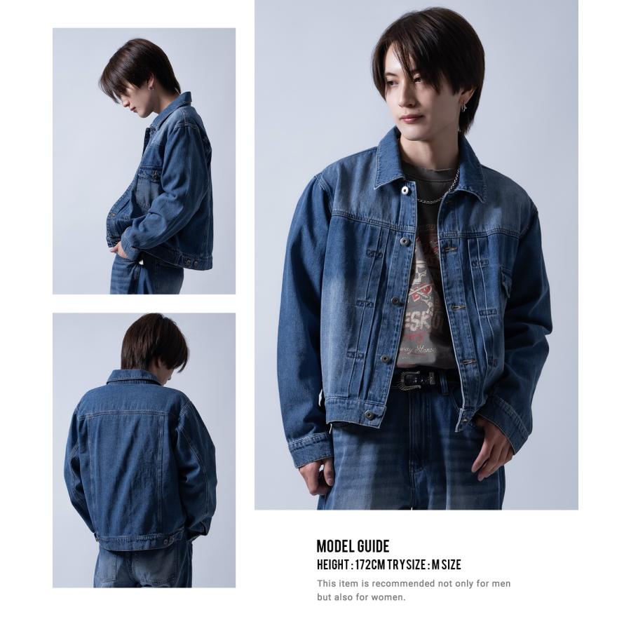 デニムジャケット メンズ ショート丈 1stタイプ ジージャン Gジャン ライトデニム アウター 羽織り カジュアル アメカジ モード ストリート 韓国ファッション | improves | 10