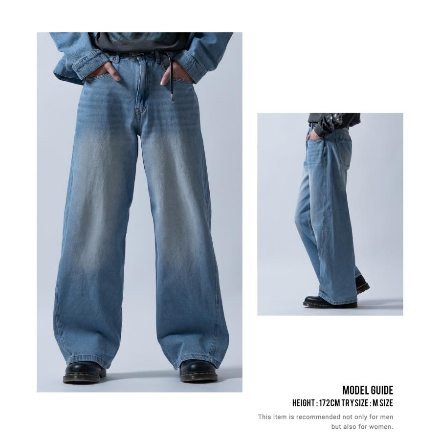ジーンズ メンズ デニムパンツ ワイドパンツ フレアパンツ ビッグシルエット カジュアル アメカジ ストリート 韓国ファッション | improves | 18