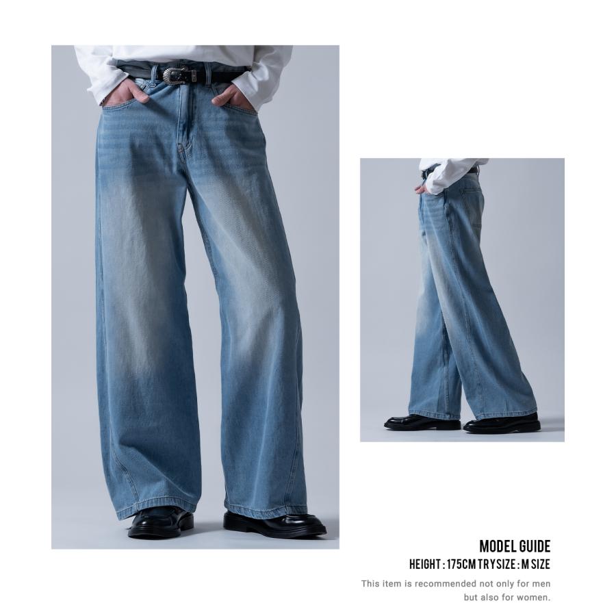 ジーンズ メンズ デニムパンツ ワイドパンツ フレアパンツ ビッグシルエット カジュアル アメカジ ストリート 韓国ファッション | improves | 20