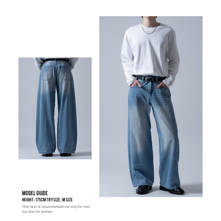 ジーンズ メンズ デニムパンツ ワイドパンツ フレアパンツ ビッグシルエット カジュアル アメカジ ストリート 韓国ファッション | improves | 21