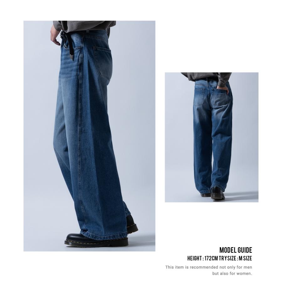 ジーンズ メンズ デニムパンツ ワイドパンツ フレアパンツ ビッグシルエット カジュアル アメカジ ストリート 韓国ファッション | improves | 06