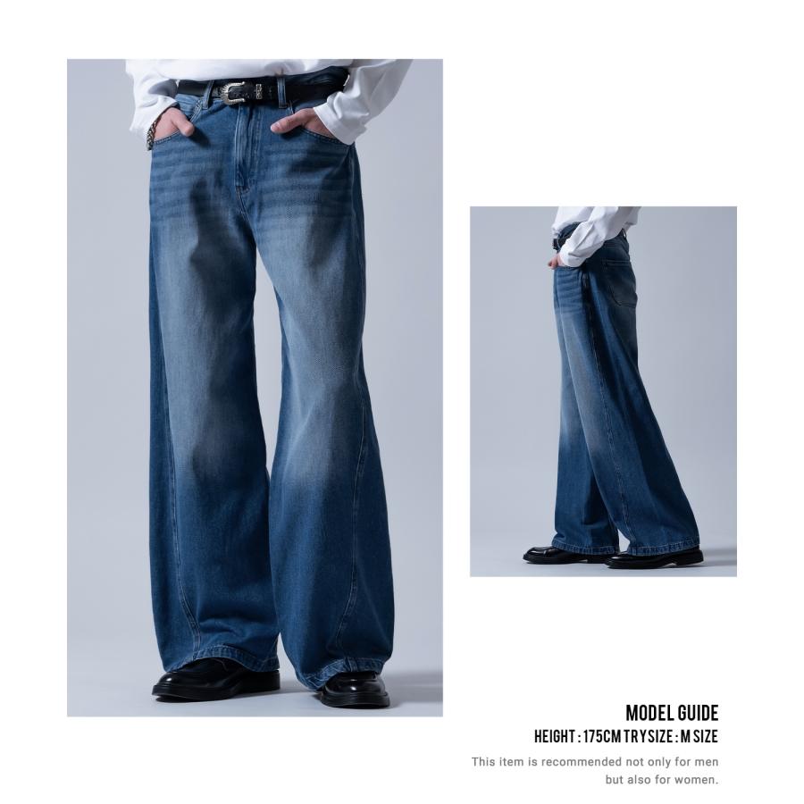 ジーンズ メンズ デニムパンツ ワイドパンツ フレアパンツ ビッグシルエット カジュアル アメカジ ストリート 韓国ファッション | improves | 07