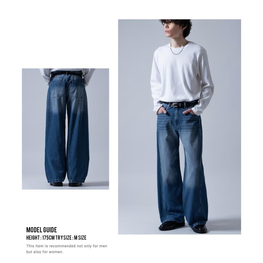 ジーンズ メンズ デニムパンツ ワイドパンツ フレアパンツ ビッグシルエット カジュアル アメカジ ストリート 韓国ファッション | improves | 08