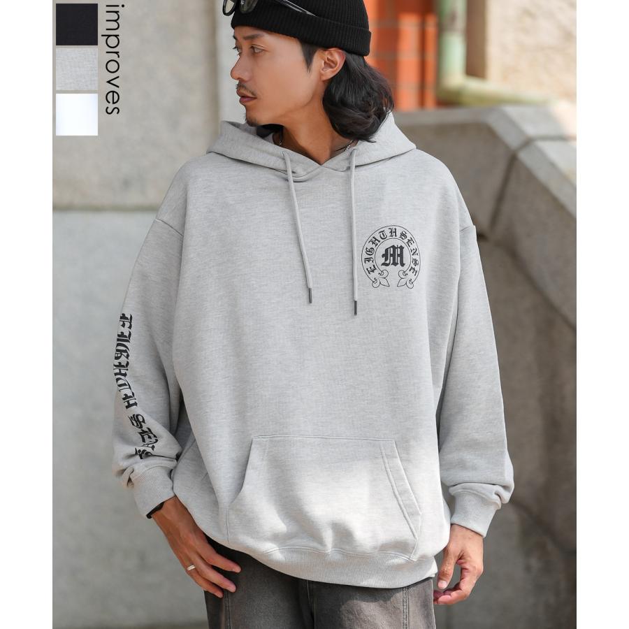 パーカー メンズ SIDEWAY STANCE サイドウェイスタンス サークルロゴ アームロゴ 裏毛 スウェット フーディー カジュアル Y2K ストリート 90s古着MIX 韓国 | improves