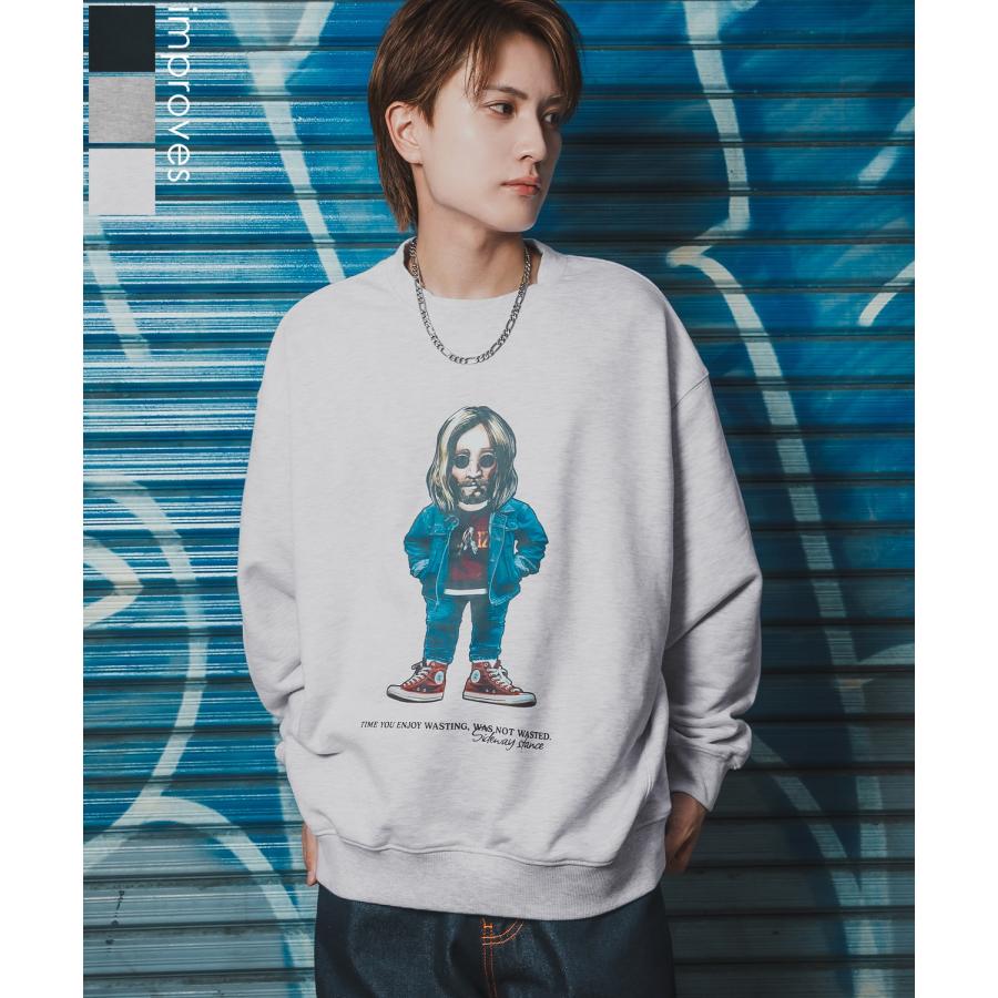 トレーナー メンズ SIDEWAY STANCE サイドウェイスタンス 裏毛 スウェットトレーナー アーティストプリント アメカジ ストリート カジュアル 韓国 古着 | improves