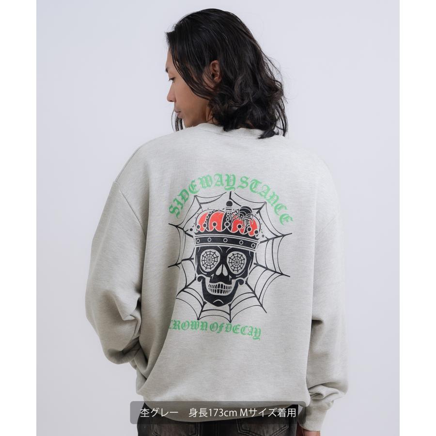 トレーナー メンズ SIDEWAY STANCE サイドウェイスタンス 裏毛 スウェットトレーナー スパイダースカル アメカジ ストリート カジュアル 韓国 古着 | improves | 13