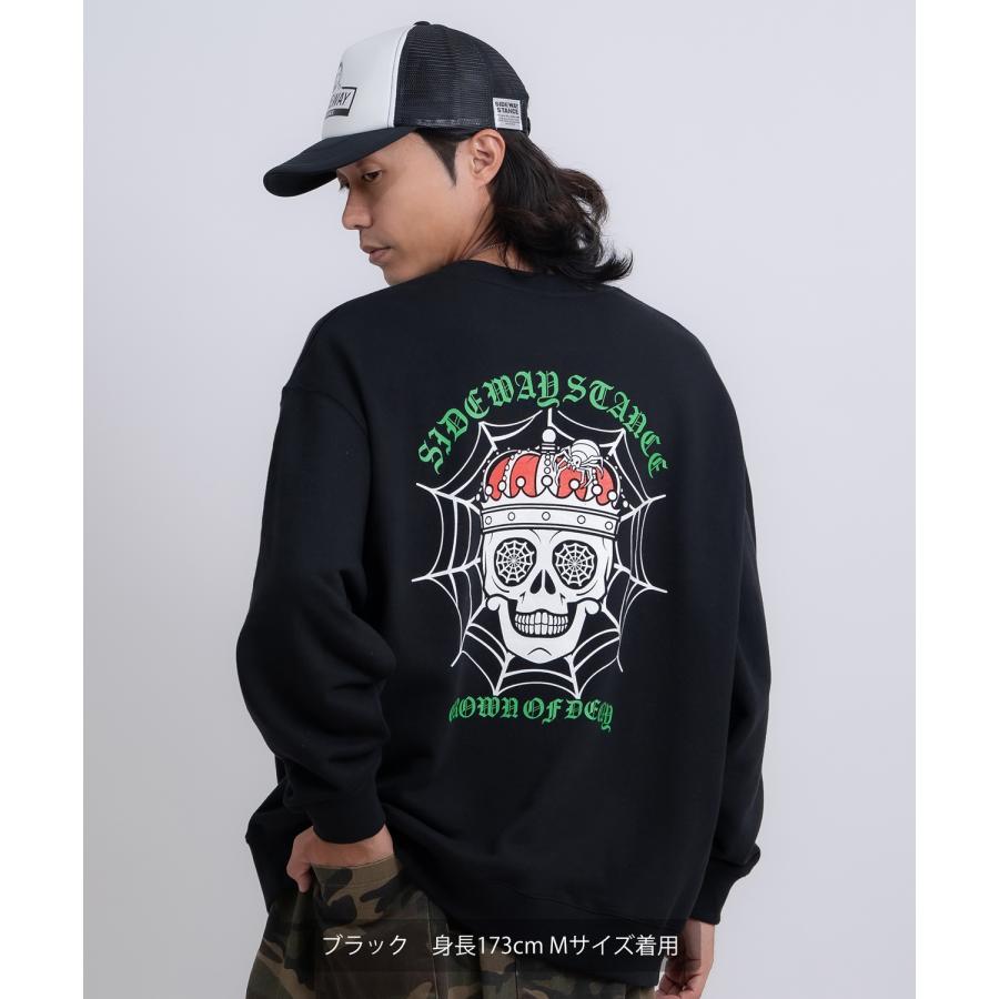 トレーナー メンズ SIDEWAY STANCE サイドウェイスタンス 裏毛 スウェットトレーナー スパイダースカル アメカジ ストリート カジュアル 韓国 古着 | improves | 05