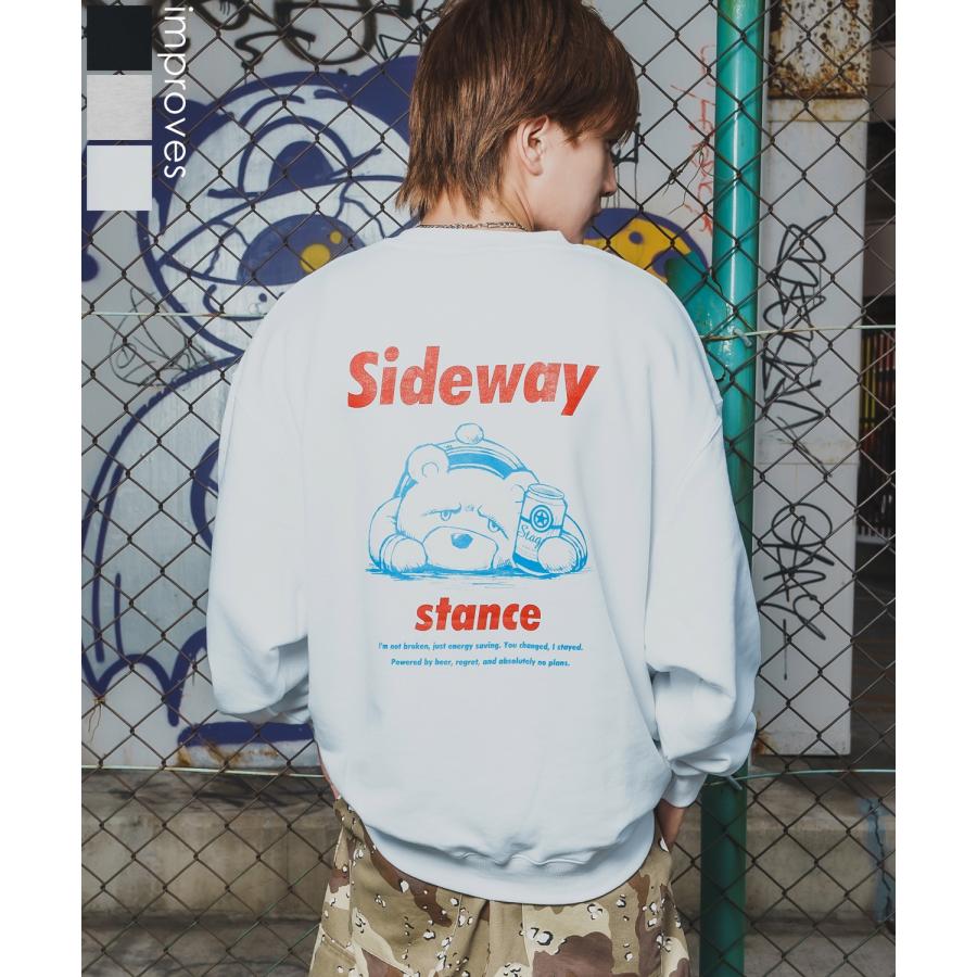 トレーナー メンズ SIDEWAY STANCE サイドウェイスタンス 裏毛 スウェットトレーナー ダウナーベアプリント アメカジ ストリート カジュアル 韓国 古着 | improves