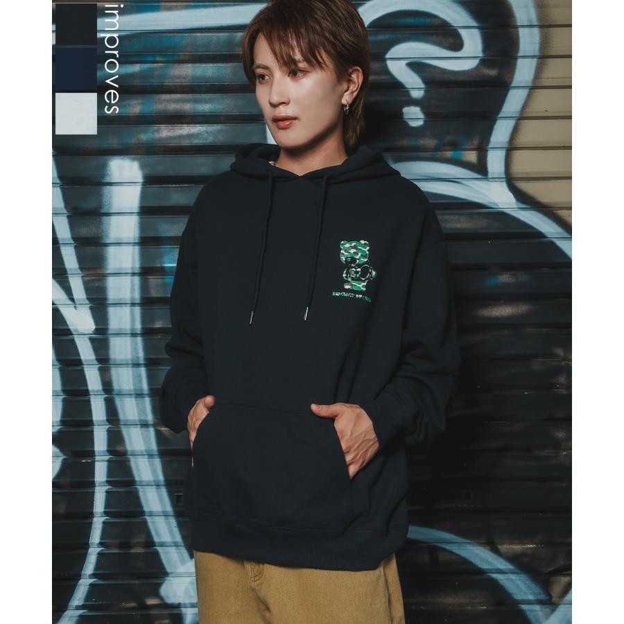 パーカー メンズ SIDEWAY STANCE サイドウェイスタンス カモフラベアプリント 裏毛 スウェット フーディー カジュアル Y2K ストリート 90s古着MIX 韓国 | improves