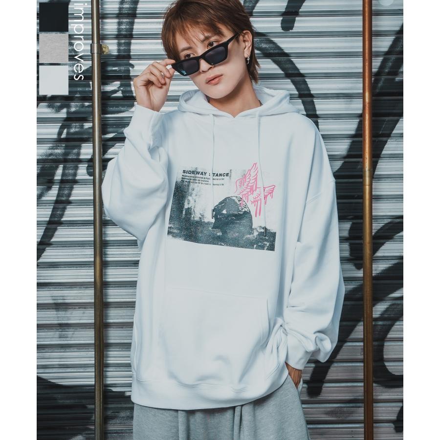パーカー メンズ SIDEWAY STANCE サイドウェイスタンス フォトプリント 裏毛 スウェット フーディー カジュアル Y2K ストリート 90s古着MIX 韓国 | improves