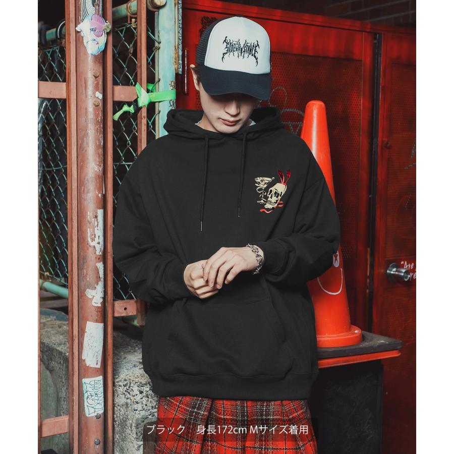 パーカー メンズ レディース バニースカル プルオーバーパーカー スウェット 裏毛 プリント ビッグシルエット オーバーサイズ ストリート 韓国ファッション | improves | 04