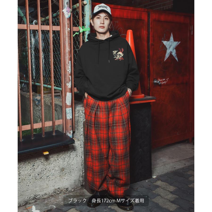 パーカー メンズ レディース バニースカル プルオーバーパーカー スウェット 裏毛 プリント ビッグシルエット オーバーサイズ ストリート 韓国ファッション | improves | 06