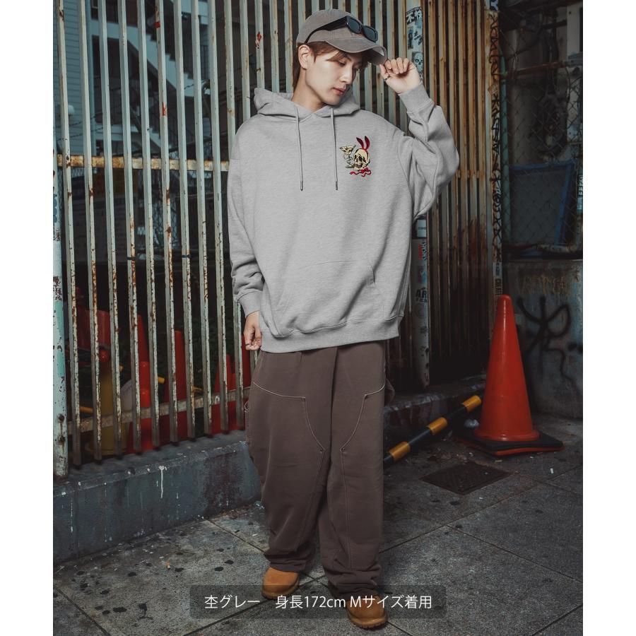 パーカー メンズ レディース バニースカル プルオーバーパーカー スウェット 裏毛 プリント ビッグシルエット オーバーサイズ ストリート 韓国ファッション | improves | 12