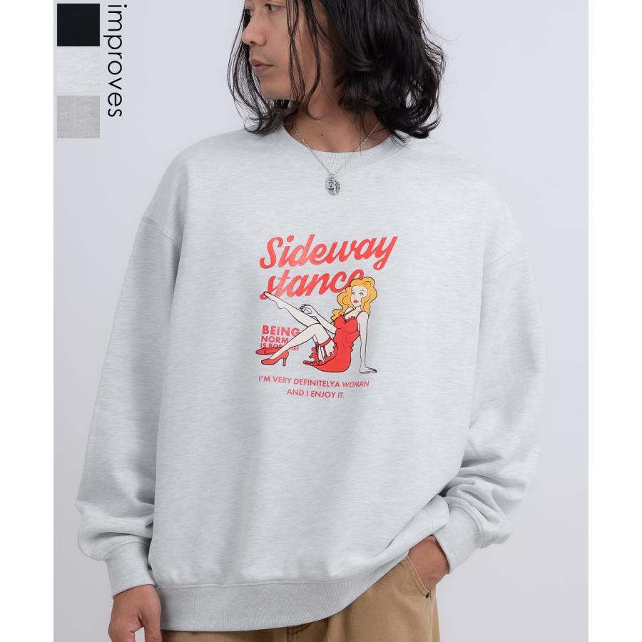 トレーナー メンズ SIDEWAY STANCE サイドウェイスタンス 裏毛 スウェットトレーナー レトロウーマン アメカジ ストリート カジュアル 韓国 古着 | improves