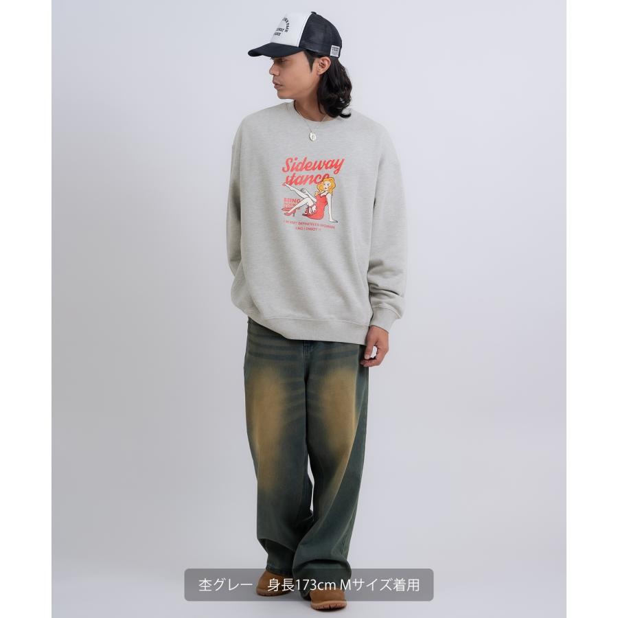 トレーナー メンズ SIDEWAY STANCE サイドウェイスタンス 裏毛 スウェットトレーナー レトロウーマン アメカジ ストリート カジュアル 韓国 古着 | improves | 13