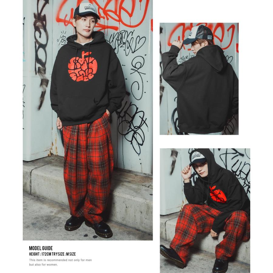 パーカー メンズ レディース メンズ レディース ビッグシルエット タイポアップル 裏毛 リンゴロゴ ビッグシルエット ストリート系 オーバーサイズ 古着MIX 韓国 | improves | 18